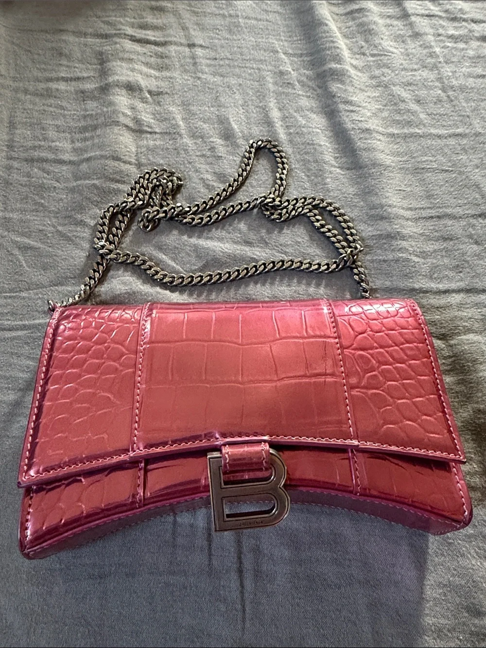 Balenciaga - embossed leather hourglass wallet bag